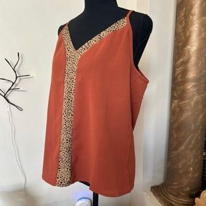Burnt orange animal, print top, spaghetti straps, medium